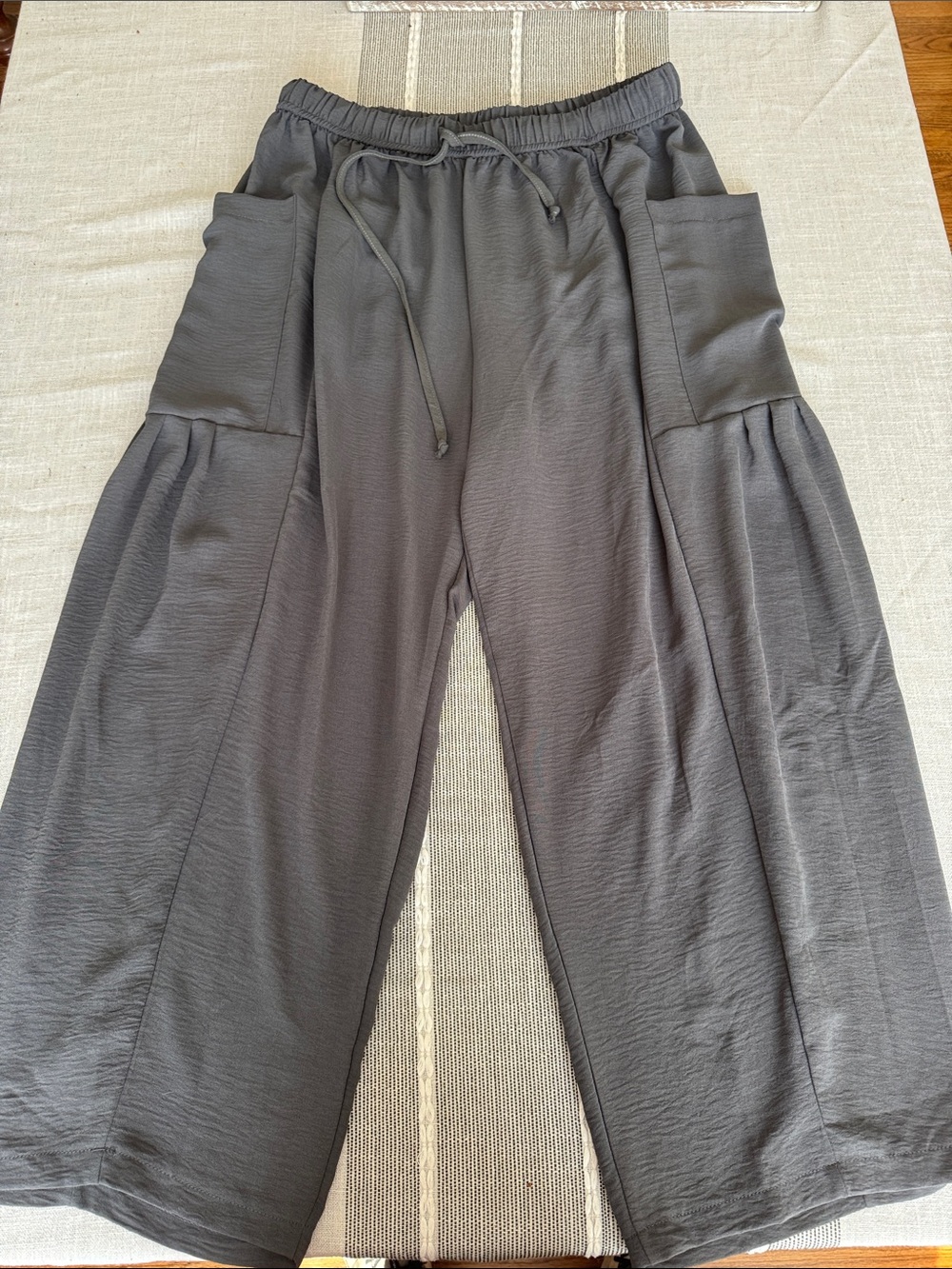 Source Unknown Wide-Leg Drawstring Pants in Charcoal